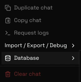 O submenu Ferramentas, com Banco de dados mais abaixo.