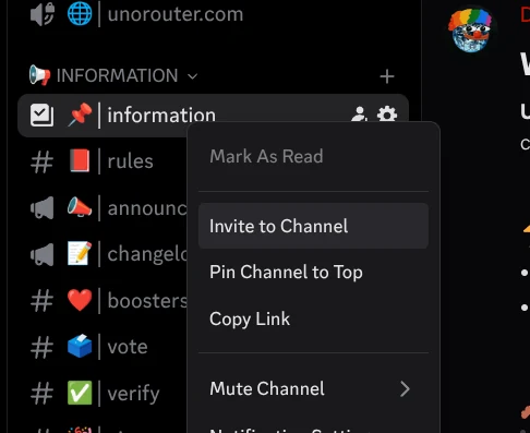 Menu klik kanan Discord dengan Undang ke Kanal disorot
